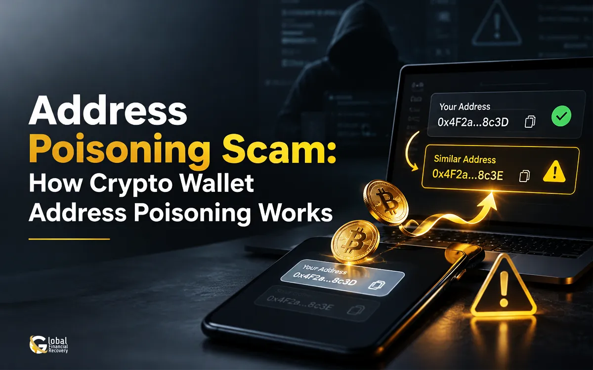 Crypto wallet address poisoning scam targeting cryptocurrency users.