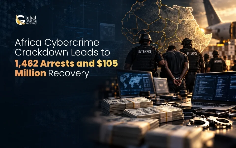 Africa cybercrime crackdown results in 1,462 arrests and $105 million recovered from cybercrime operations.